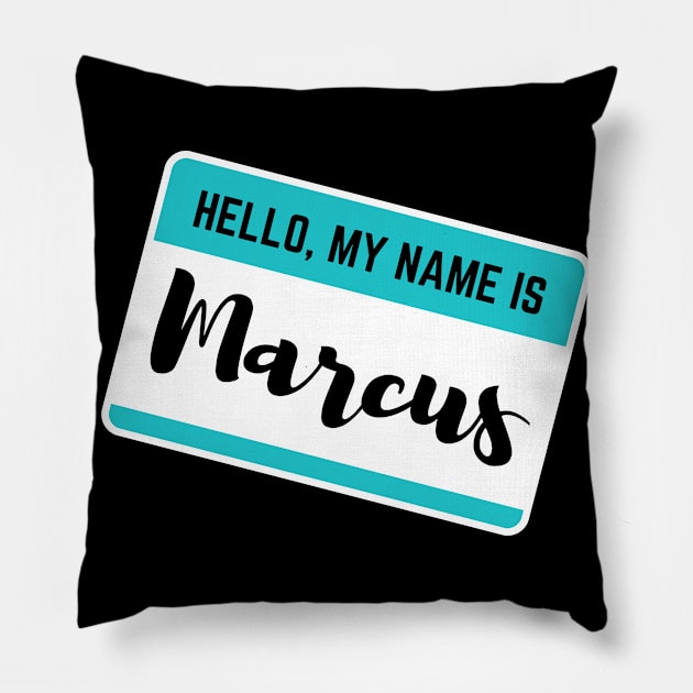 Hello My Name Is Marcus Pillow by Word Minimalism