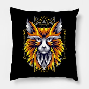 cat golden cute retro Pillow