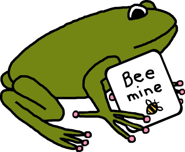 Green Frog says Bee Mine on Valentines Day Kids T-Shirt by ellenhenryart