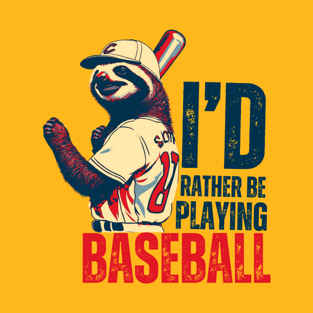 I'd Rather Be Playing Baseball Sloth Baseball Player by DesignArchitect