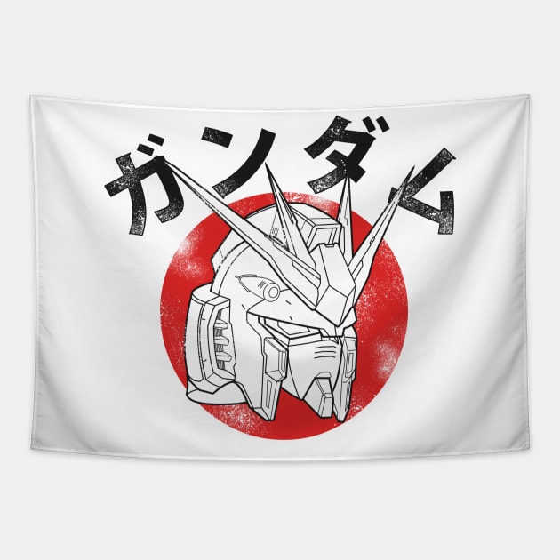 Nu Gundam Japan on White Shirt Tapestry by WahyudiArtwork