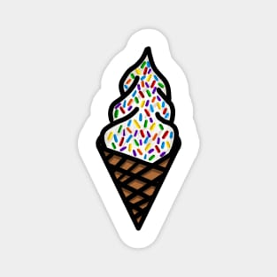 Rainbow Sprinkle Vanilla Ice Cream Cone Magnet