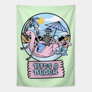 Life's a beach skeleton summer vacation Tapestry