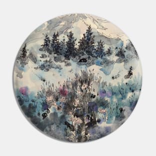 Mountain forest fairy landscape watercolor, spirits of nature, mystical art, unique drawing, color graphics, Scandinavian style Pin