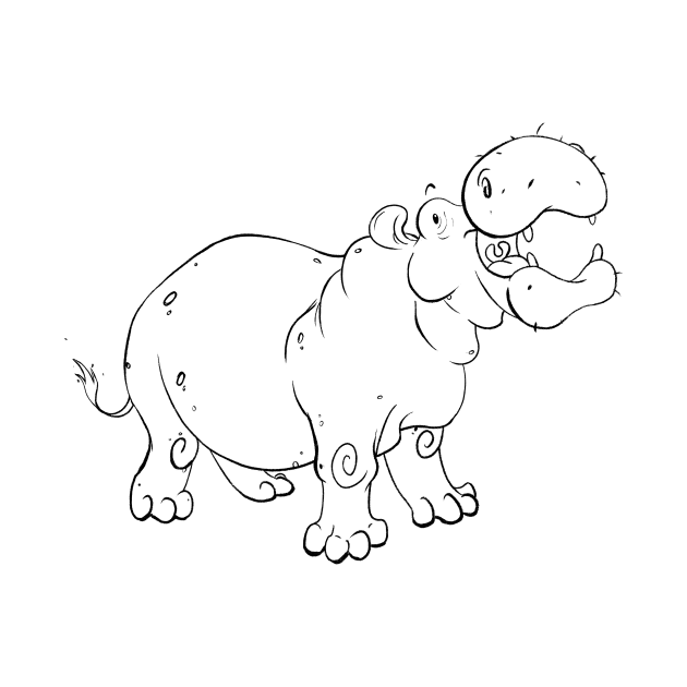 Hippopotamus - Line Art by Rowena Aitken