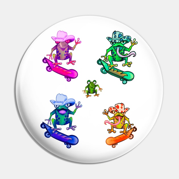 Frog 5 pack Kawaii Froggy Skateboarding Cute Frog pack of 5 in Texas cowboy hat Funny toad toads amphibian tadpole Green Red eyed tree frogs rain forest Lizard dragon zoology gift frog Pin by Artonmytee