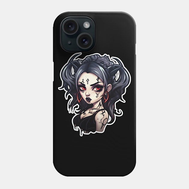 Inked Goth Girl Demon Phone Case by Nightarcade