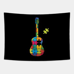 Color Puzzle Classical Guitar Silhouette Tapestry