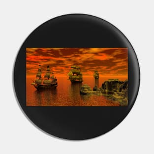 pirate ship on sunset Pin