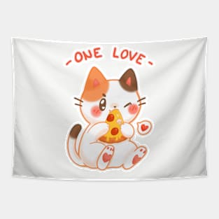 One love - Pizza cat Tapestry