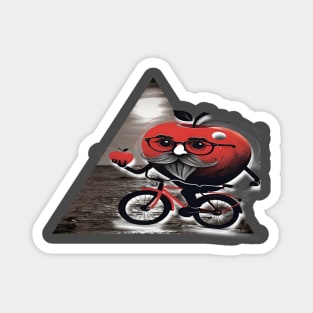 Mr. Apple slides on water with a bicycle Magnet