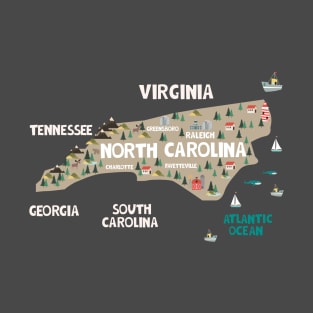 North Carolina Illustrated Map T-Shirt