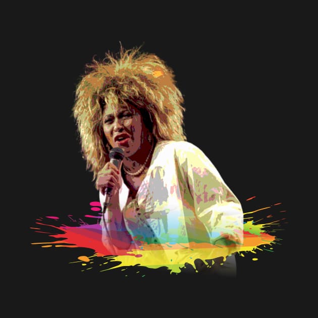 TINA TURNER WITH COLOR SPLASH PAINTING by MufaArtsDesigns