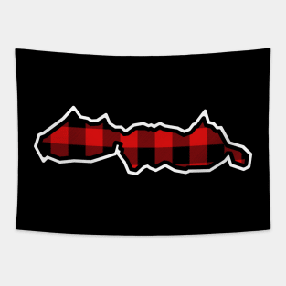 Malcolm Island Silhouette in Red and Black Plaid - Simple Pattern - Malcolm Island Tapestry