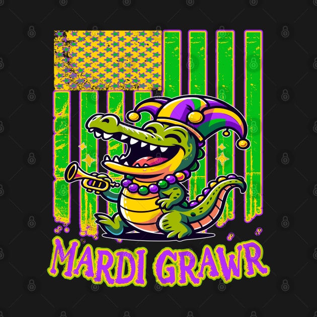 Mardi Grawr, Cajun Carnival Croc by maknatess