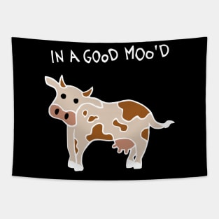 In A Good Mood Cow (White) Tapestry