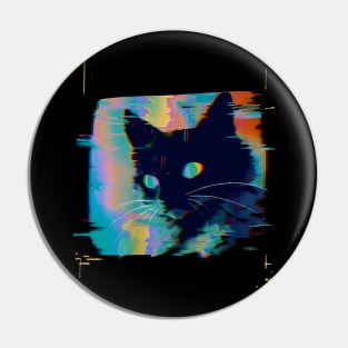 Psychedelic Weirdcore Cat Pin