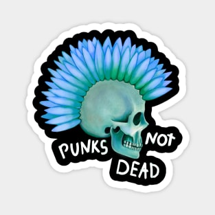 Punks not dead skull and blue flower Magnet