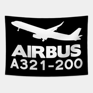 Airbus A321-200 Silhouette Print (White) Tapestry