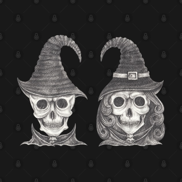 Couple witch and wizard skull. by Jiewsurreal