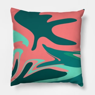 Blue, Green And Pink Abstract Marble Pattern Pillow