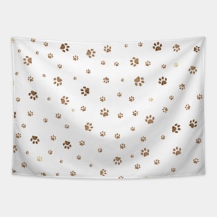 Trace brown doodle paw prints Tapestry