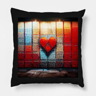 abstract heart, textured red heart Pillow