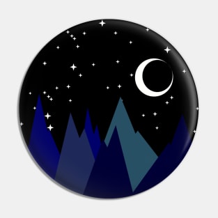 MOUNTAINS, NIGHT SKY, MOON AND STARS, MINIMALIST MOUNTAINS Pin