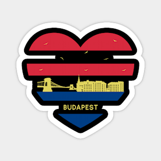 Hungary Skyline cityscape Heart Shape Birds Flying Budapest Magnet