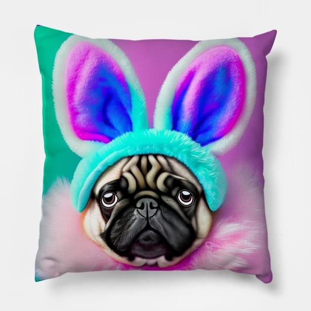 Easter Puggy! Pillow by FivePugs