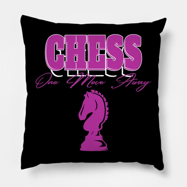 Chess Horse Pink One Move Away Pillow by AuburnQuailart