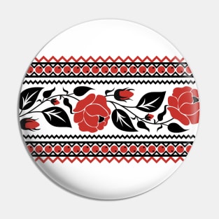 Print with Red Rose Inspired by Ukrainian Traditional Embroidery Pin