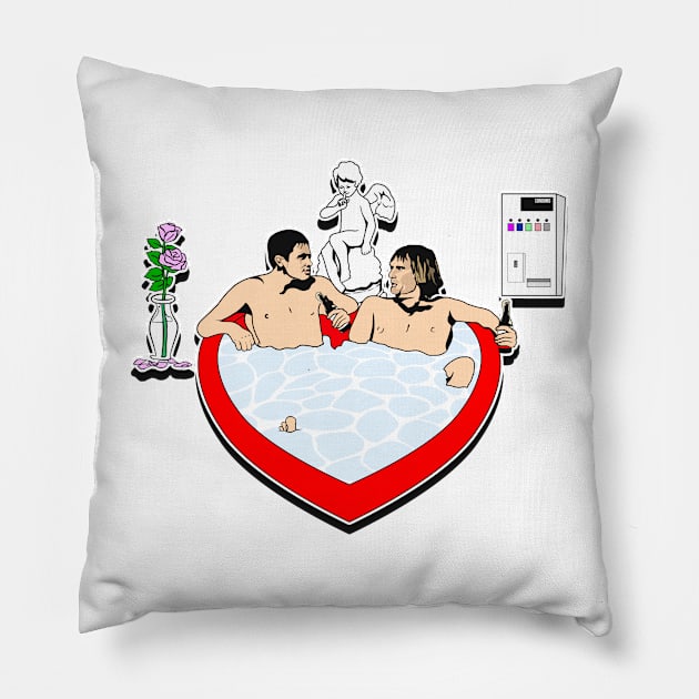 Harry + Lloyd in the Love Hot Tub Pillow by darklordpug