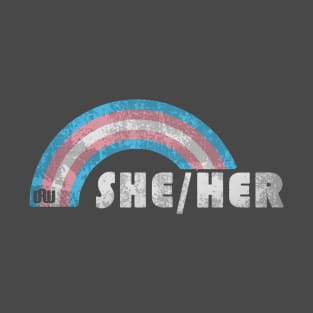 Grunge Transgender Pride - She/Her Pronouns T-Shirt