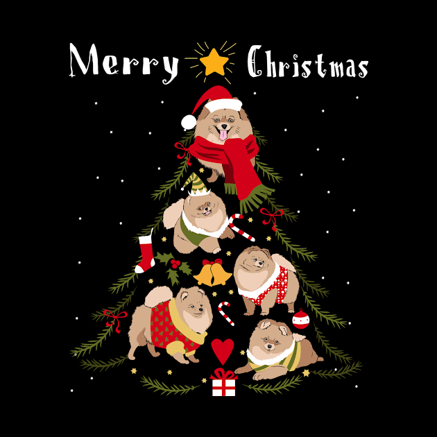 Christmas Tree Pomeranian Pom Lover Xmas by magazin