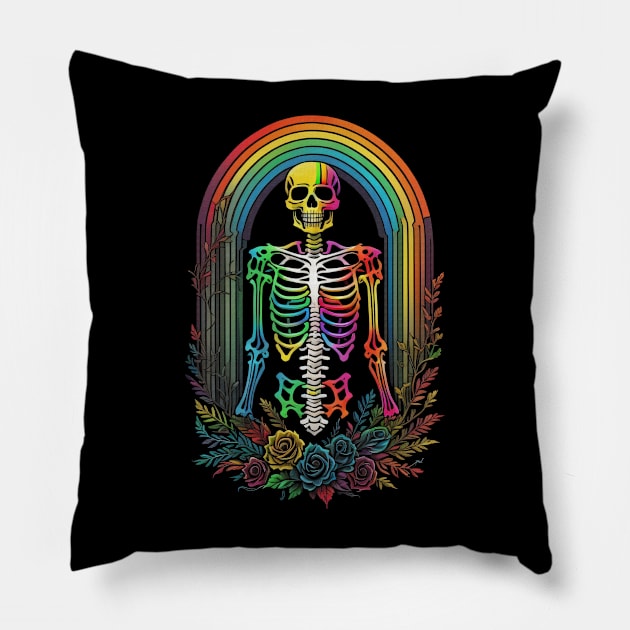 LGBTQ+ Skeleton Pillow by DeathAnarchy