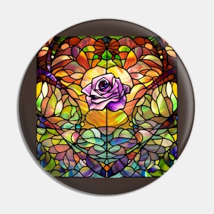 Stained Glass Rose Pin