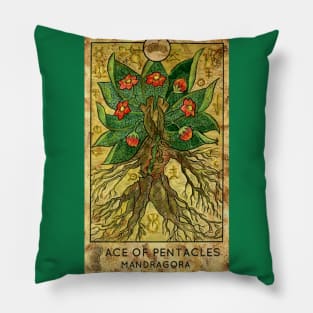 Ace Of Pentacles. Minor Arcana Tarot Card Design. Pillow