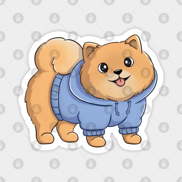 Cute And Fluffy Pomeranian Dog Magnet by Meowrye