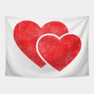 Battled Grunge Red Hearts Tapestry