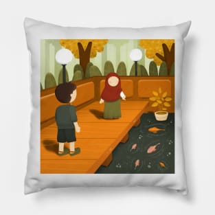 Kids on fish pond Pillow