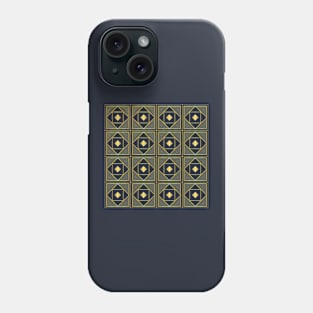 Art Deco diamonds and squares pattern navy and gold Phone Case