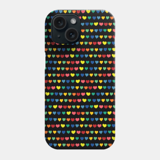 Rainbow doodle hearts on black Phone Case