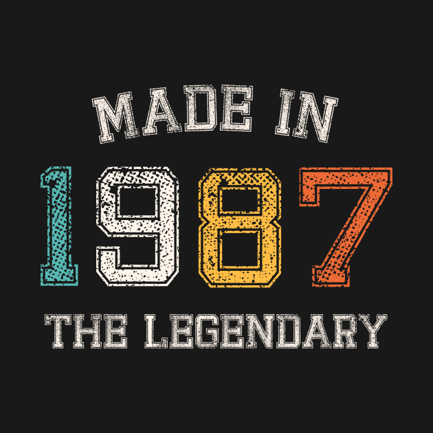 Born in 1987 made in 1987 the legendary 1987 TShirt TeePublic