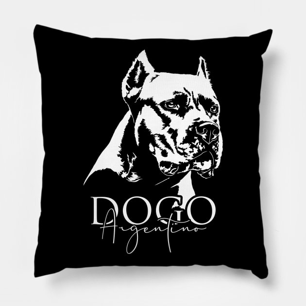 Proud Dogo Argentino dog portrait gift Pillow by wilsigns