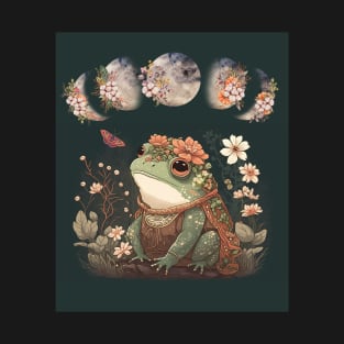 Cute Cottagecore Frog Lover Boho Moon T-Shirt