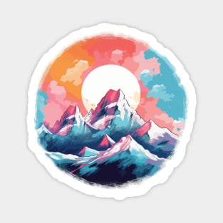 Mountain range illustration Magnet