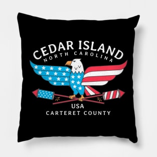 Cedar Island, NC Summer Patriotic Pride Fourth of July Pillow