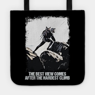 Rock Climbing Quote Vintage Grunge Mountain Summit Art Style Tote