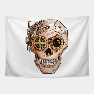 Steampunk cranium hand drawn Tapestry